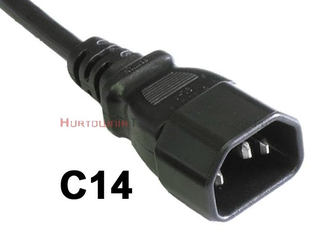 Kabel zasilający z uziemieniem C14/C19 - przedłużacz 0,5m