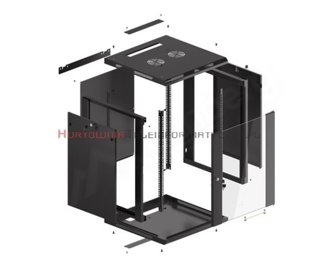 Lanberg Szafa RACK 19" wisząca 22U, 450, otwory montażowe na nogi, szara