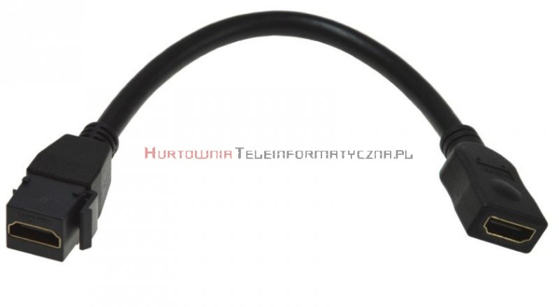Moduł keystone HDMI (przelotowy), na kablu 20cm, czarny