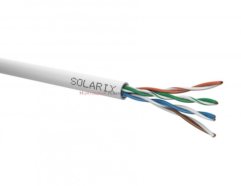 SOLARIX kabel U/UTP, drut, PVC Eca, szary, kat.5e - 305m