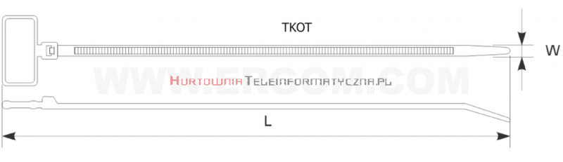 Opaska kablowa 2,5x100 z polem opisowym za złączem TKOT 25x8  (100szt)
