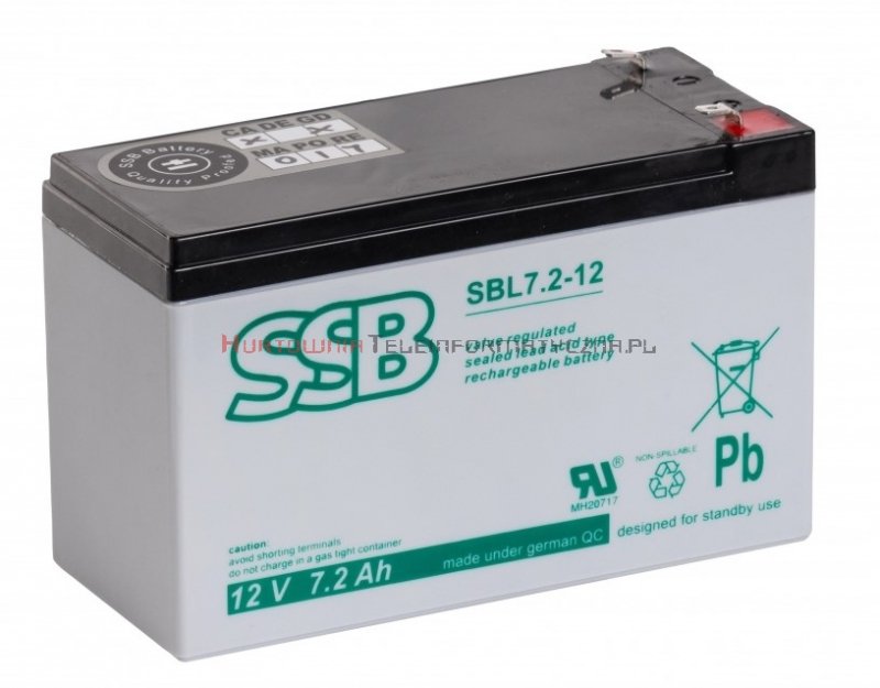 SSB Akumulator  SBL 12V 7,2Ah, przyłącze F1 4,8 mm (10-12 lat) 