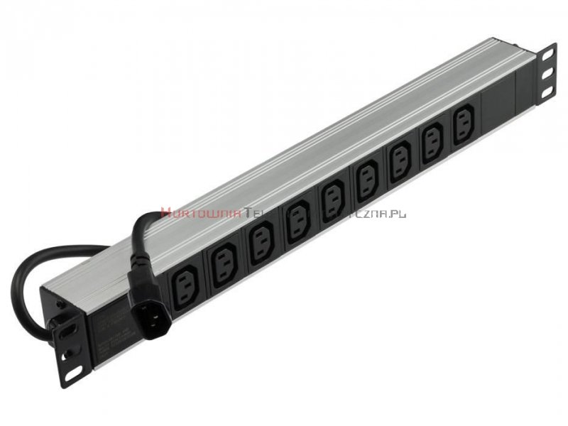 Listwa zasilająca 19&quot; 9 gniazd C13 UPS, dioda LED, 1,8m, wtyk wejściowy UPS C14