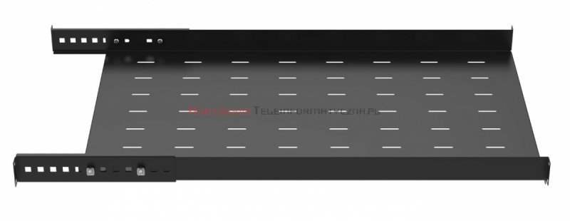 Półka stała 19&quot;, 1U, o gł. 750 mm., mocowana w czterech punktach RAL 7021 czarny