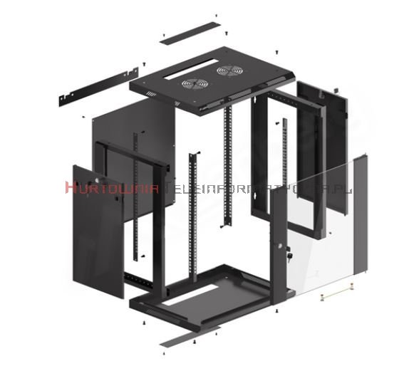 Lanberg Szafa RACK 19&quot; wisząca 12U, 600, szybki montaż, czarna