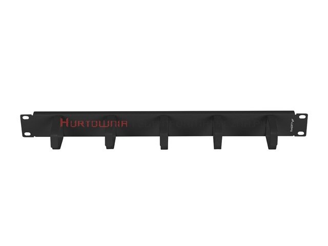 Lanberg organizator poziomy kabli 19&quot; 1U - z 5 metalowymi uszami, czarny