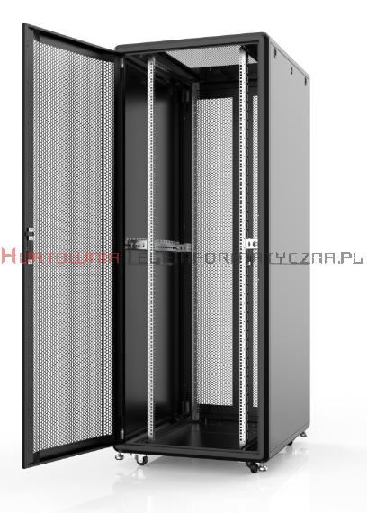 MIRSAN Szafa serwerowa RACK 19" stojąca GTS 42U 800/1200 drzwi przód perforowane, tył perforowane dzielone, czarna