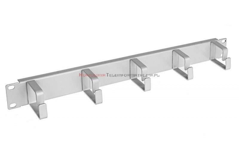 Organizator poziomy kabli 19" 1U - z 5 metalowymi uszami szary