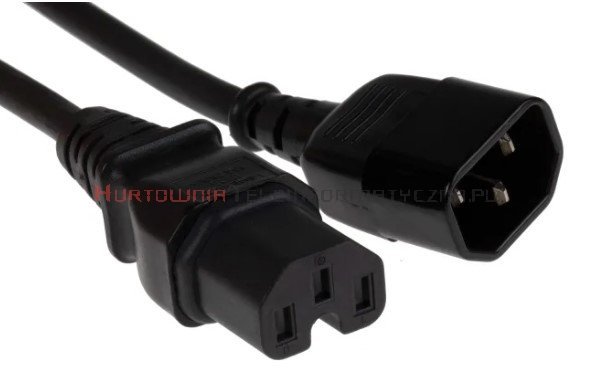Kabel zasilający komputerowy z uziemieniem C15/C14 - przedłużacz 1,8m