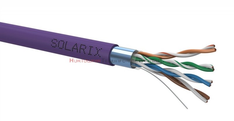 SOLARIX kabel F/UTP, drut, LSOH, fioletowy, kat.5e - 500m