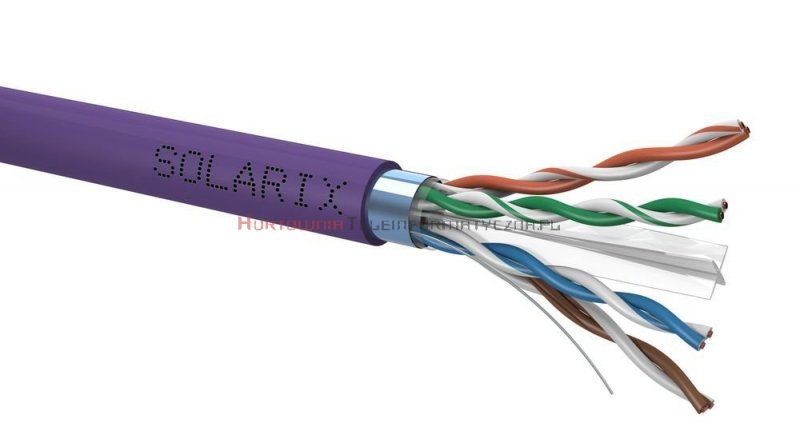 SOLARIX kabel F/UTP, drut, LSOH Dca, fioletowy, kat.6 