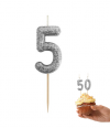 Świeczka Piker MINI Cyfra 5, BIO Brokatowa Czarna – 1 Szt.