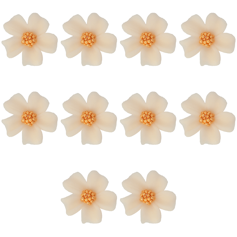 Kwiatki cukrowe na tort NIEZAPOMINAJKA (3x10szt) ecru