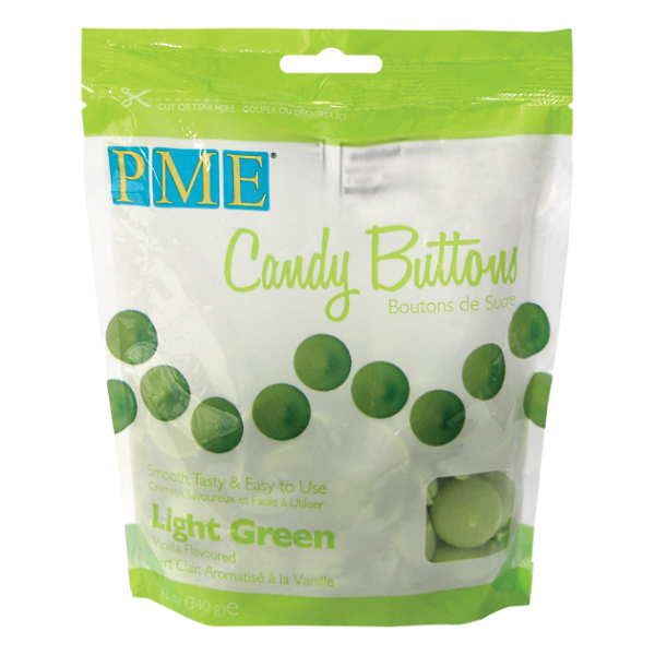 Czekoladowe pastylki Candy Buttons JASNY ZIELONY 340g - PME