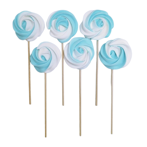 Lizaki Bezowe BIAŁO-NIEBIESKIE – Dekoracja na Tort i Deser | 6 sztuk | Hokus