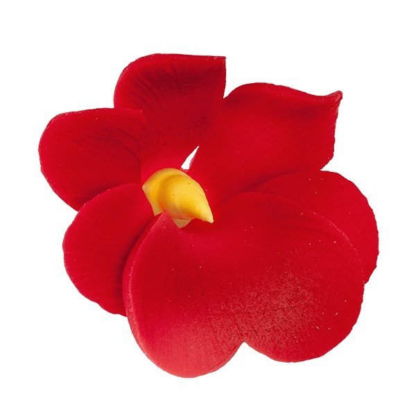 Miltonia kwiat cukrowy na tort 5cm czerwony 1szt