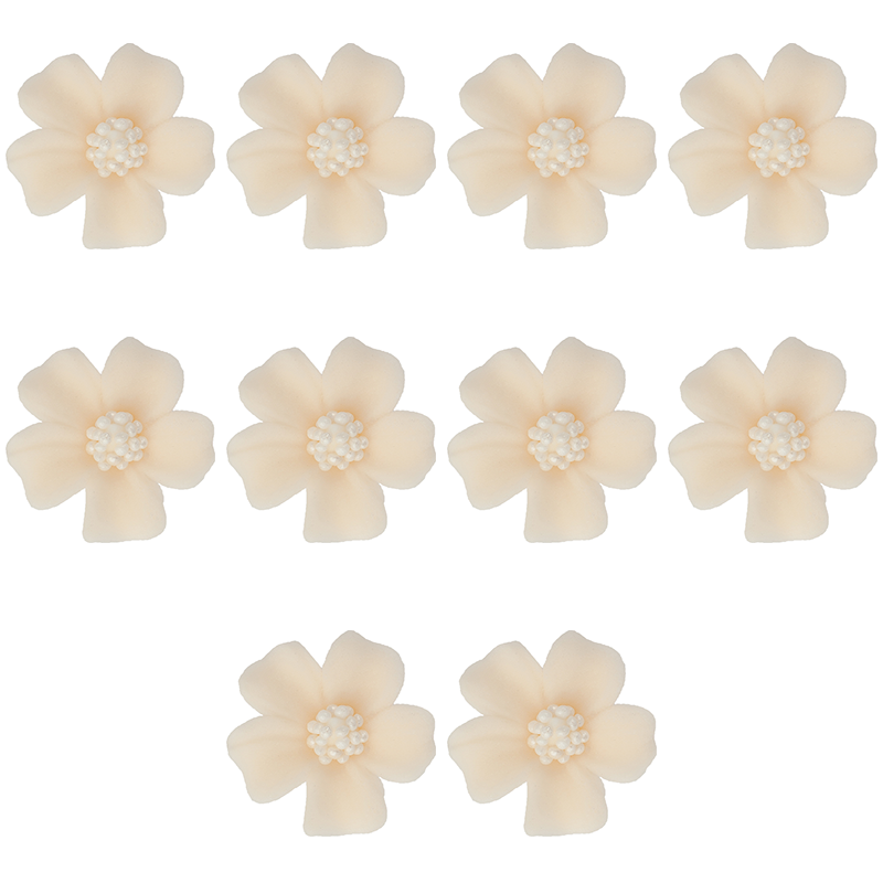 Kwiatki cukrowe na tort NIEZAPOMINAJKA (8x10szt) ecru