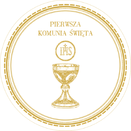 Opłatek waflowy okrągły na tort KOMUNIA IHS kielich 20cm