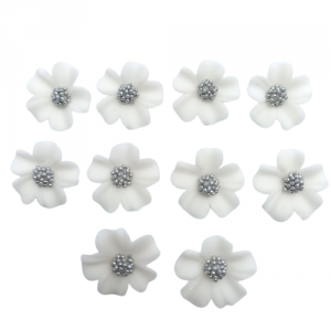 Kwiatki cukrowe na tort NIEZAPOMINAJKA (8x10szt) białe