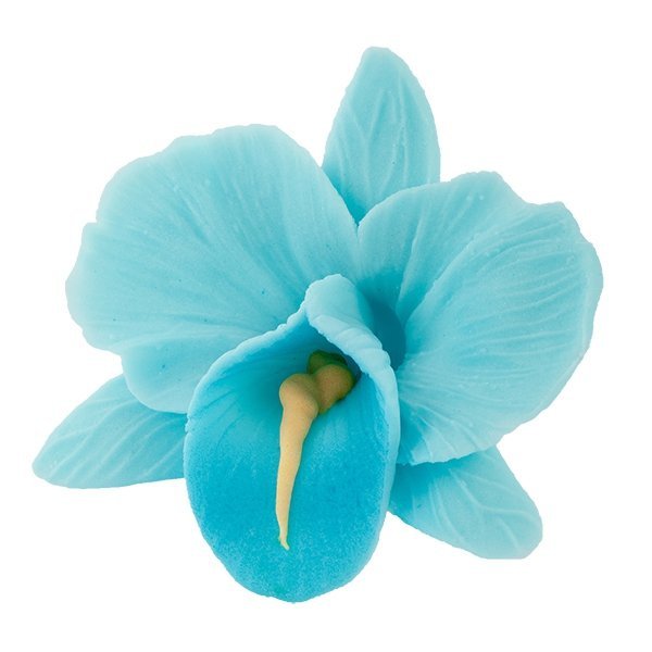 Storczyk kwiat cukrowy na tort 6cm niebieski 1szt 