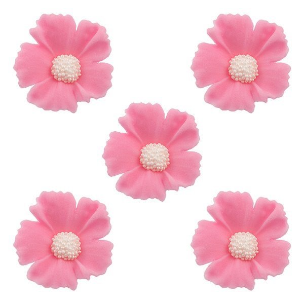 Duże kwiaty cukrowe na tort CHABER (6x5szt) różowe