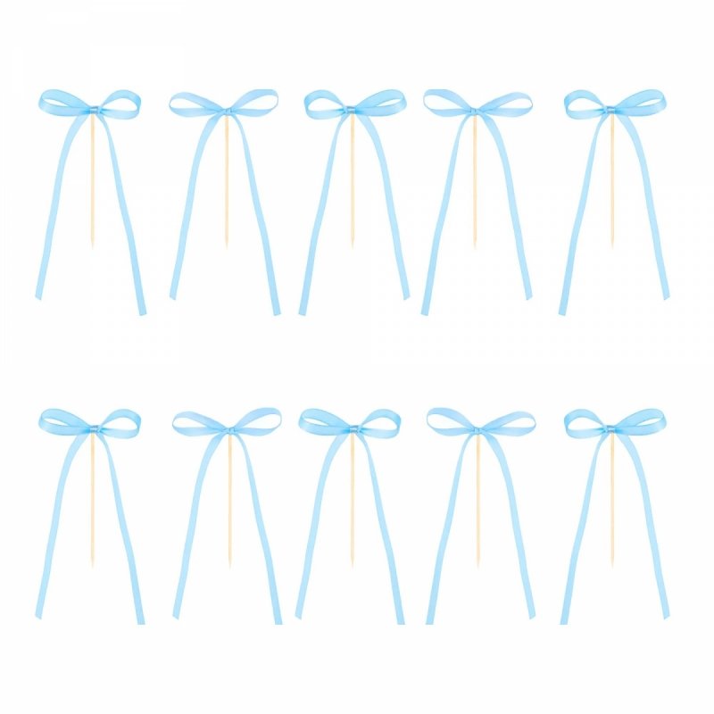 Toppery na tort – Kokardki niebieskie satynowe DIY 10 szt. | Partypal