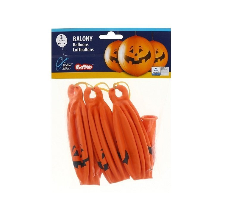 Balony DYNIE HALLOWEEN,piłki z gumką 3szt