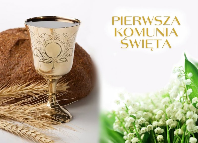 Opłatek waflowy na tort prostokątny KOMUNIA kielich kłosy wz2