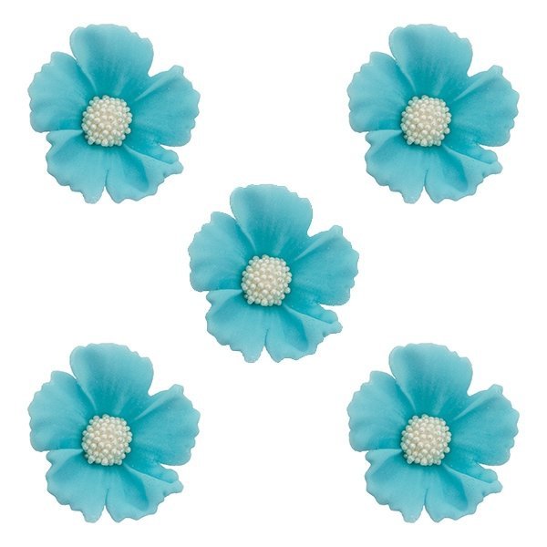 Duże kwiaty cukrowe na tort CHABER (6x5szt) niebieskie