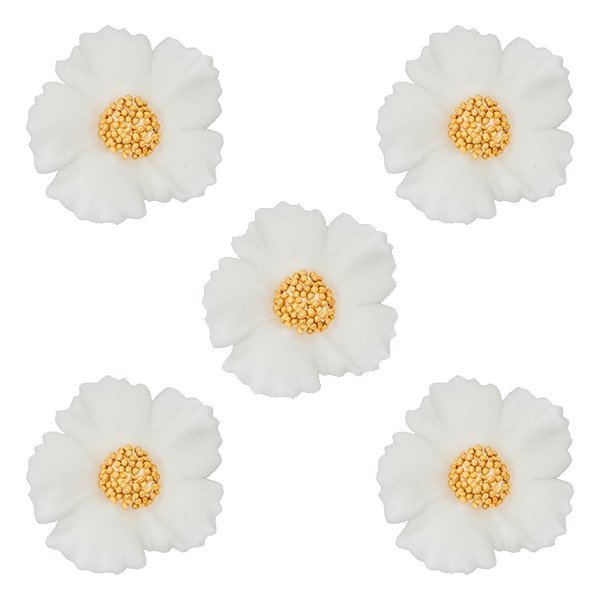 Duże kwiaty cukrowe na tort CHABER (6x5szt) białe