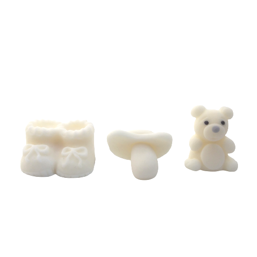 Dekoracja cukrowa na tort CHRZEST baby shower BIAŁY 3 szt