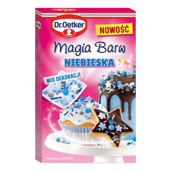 Posypka cukrowa na tort MAGIA BARW NIEBIESKA mix 70g - Dr.Oetker