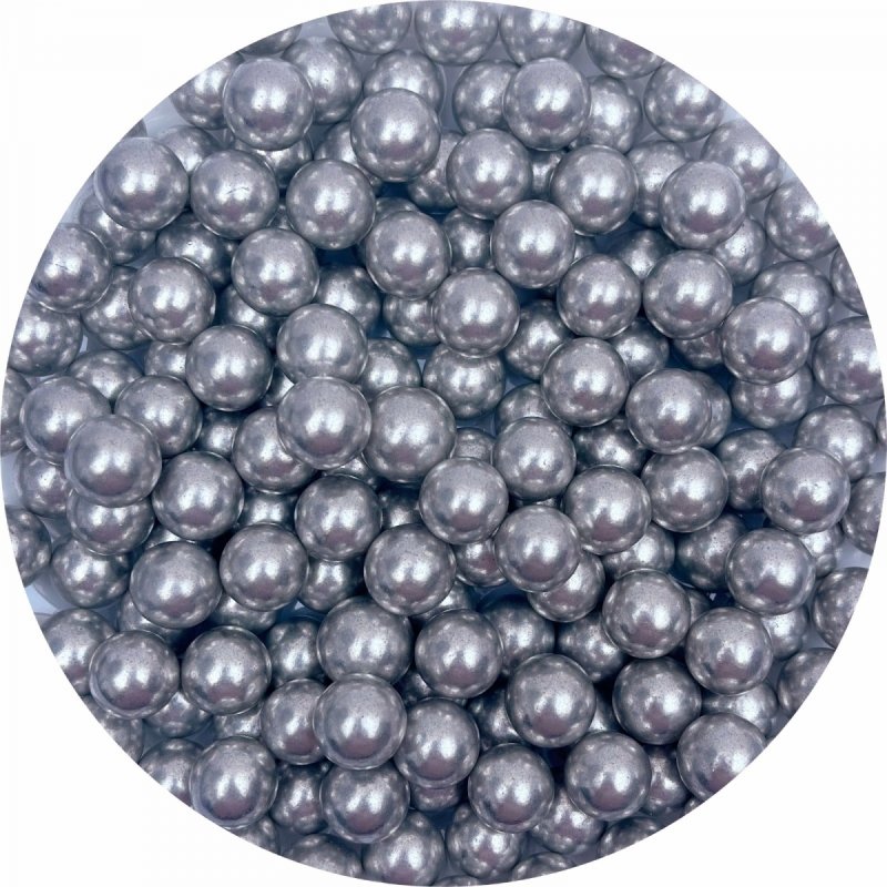 Posypka cukrowa METALIC SILVER BITS 100g – Srebrne Duże Perełki na Tort