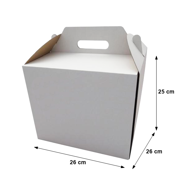 Pudełka kartonowe z rączką na wysoki tort 26x26X25 cm -10szt