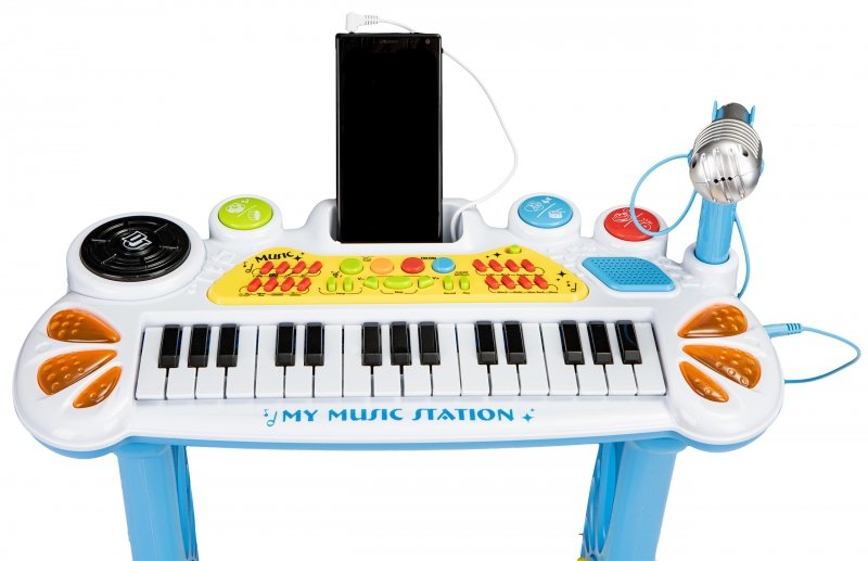 Keyboard organki pianinko z mikrofonem mp3 niebieskie