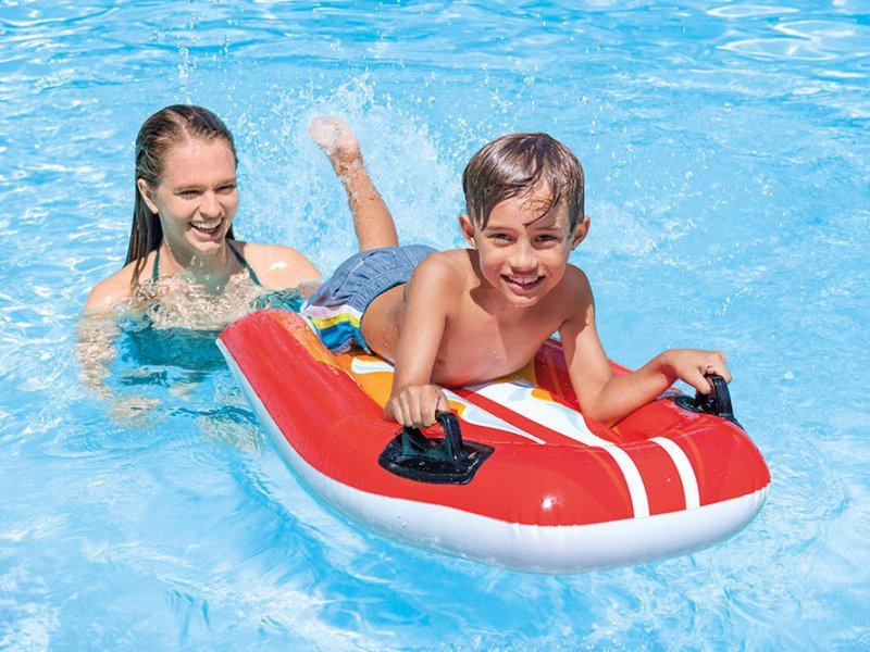 Deska do pływania dmuchana z uchwytami dla dzieci czerwona INTEX 58165 RED