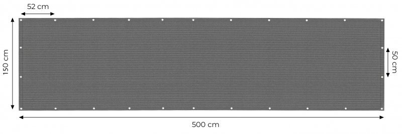 Osłona balkonowa z okuciami 150x500 cm siatka cieniująca + elementy instalacyjne szara MultiGarden