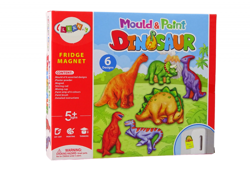Zestaw DIY Do Malowania Dinozaury Gips Magnesy
