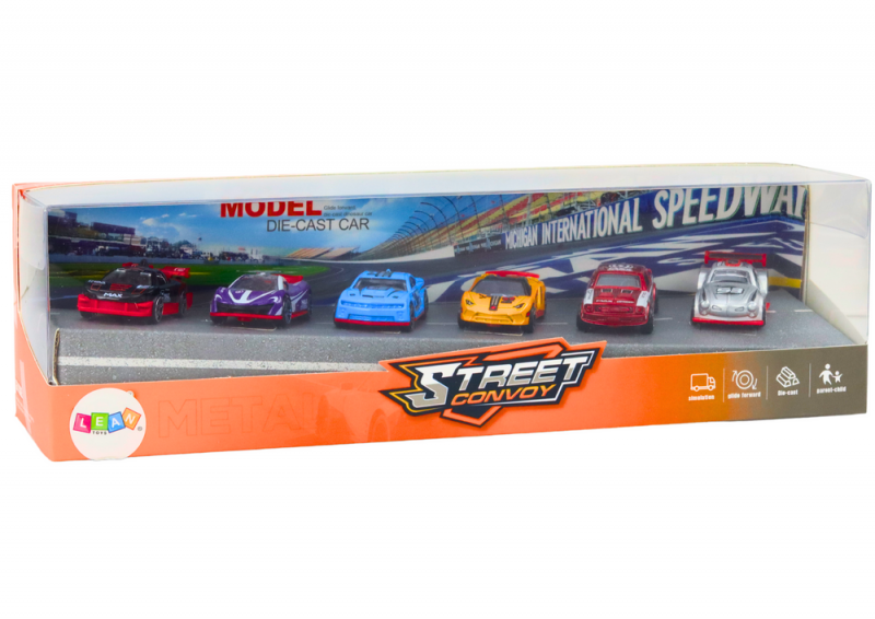 Zestaw Resoraków 1:64 Autka Sportowe Metalowe Pojazdy Mix 6 ele.