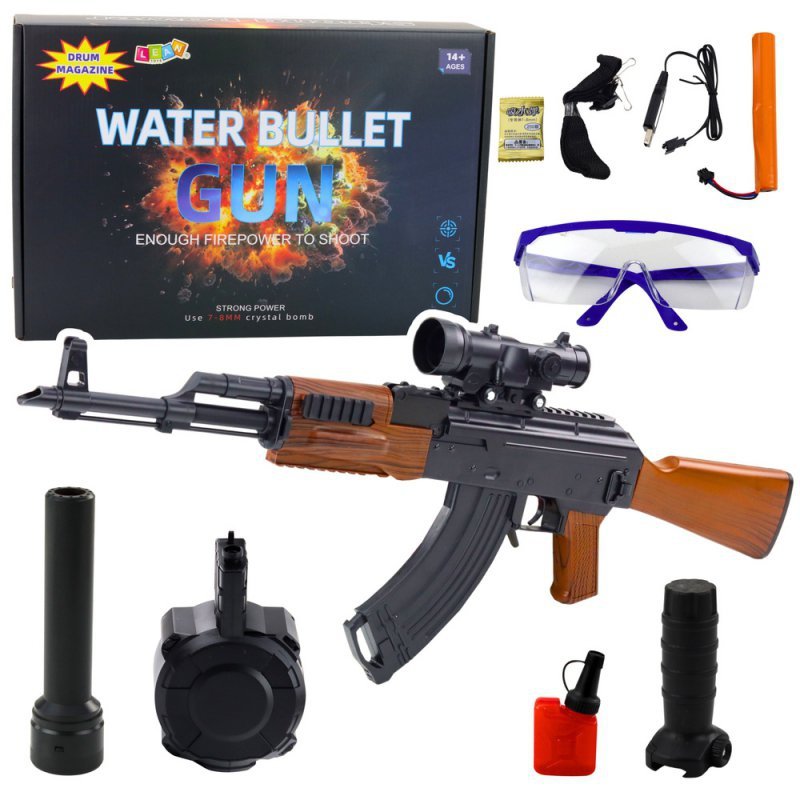 Karabin AK Na Kulki Wodne Hydrożelowe Celownik Akcesoria Okulary 96cm
