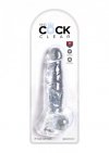 King Cock 8 Inch Cock w Balls Transparent