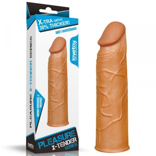 Add 1&quot;&quot; Pleasure X Tender Penis Sleeve Brown