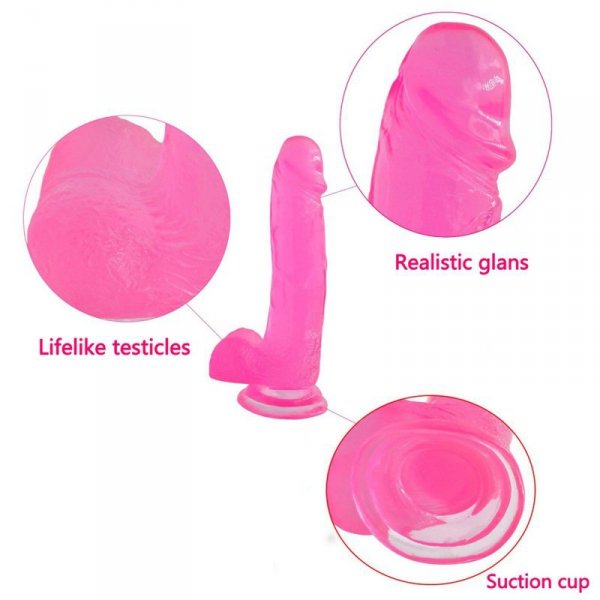 8&quot;&quot; Jelly Studs Crystal Dildo Large Pink
