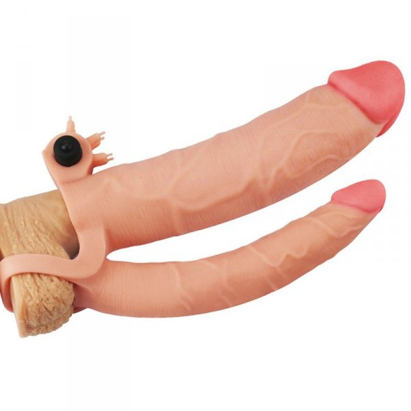Add 3&quot;&quot; Pleasure X Tender Vibrating Double Penis Sleeve