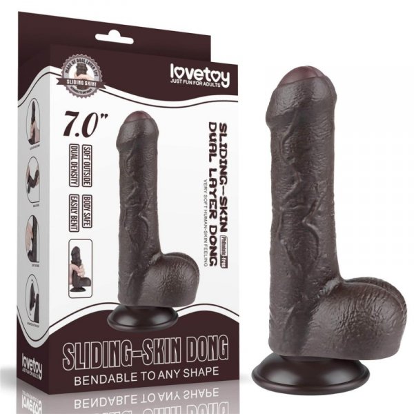 7&#039;&#039; Sliding Skin Dual Layer Dong Black
