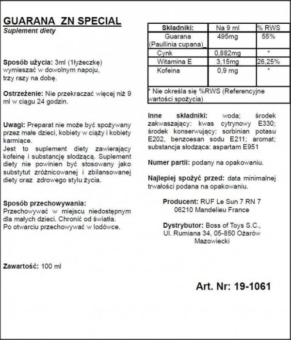 Supl.diety-GUARANA ZN 100 ML