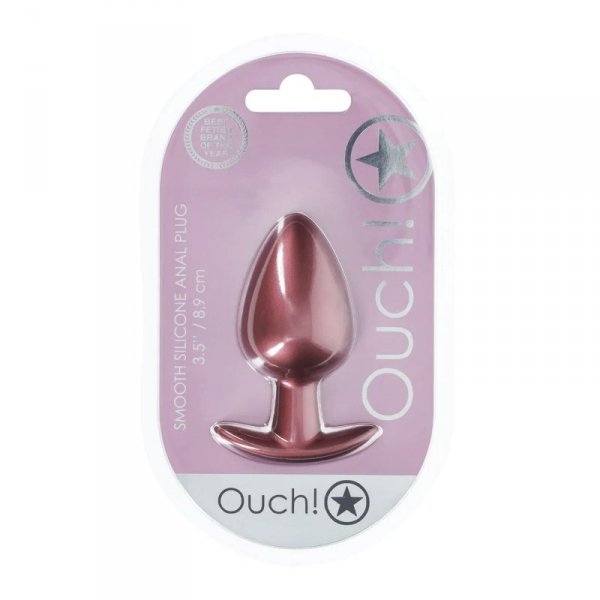 Smooth Silicone Anal Plug - Large - 3.5&quot; / 8,9 cm - Rose Gold