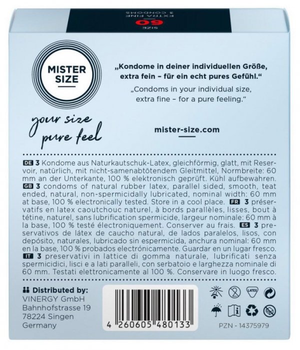 Mister Size 60mm pack of 3