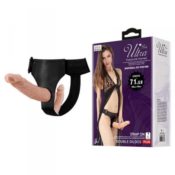 BAILE -STRAP ON DOUBLE DILDOS, 7.1&#039;&#039;+5.9&#039;&#039;