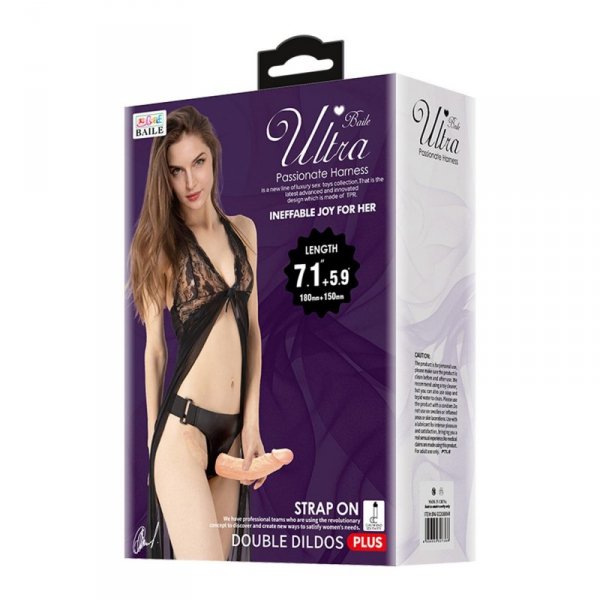 BAILE -STRAP ON DOUBLE DILDOS, 7.1&#039;&#039;+5.9&#039;&#039;
